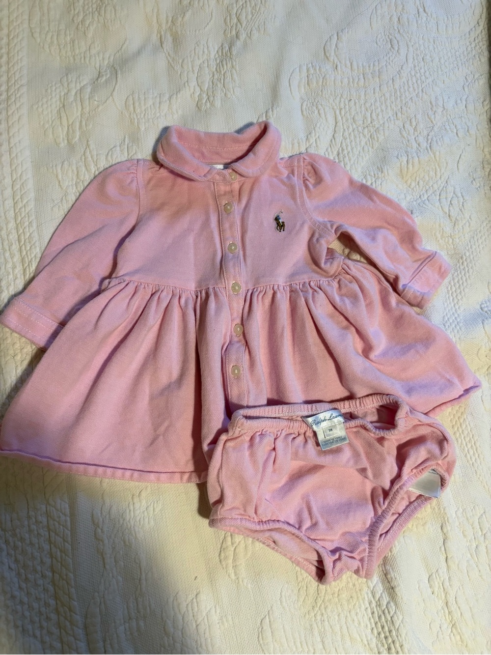 Ralph Lauren Light Pink Polo Dress with Matching Bloomers